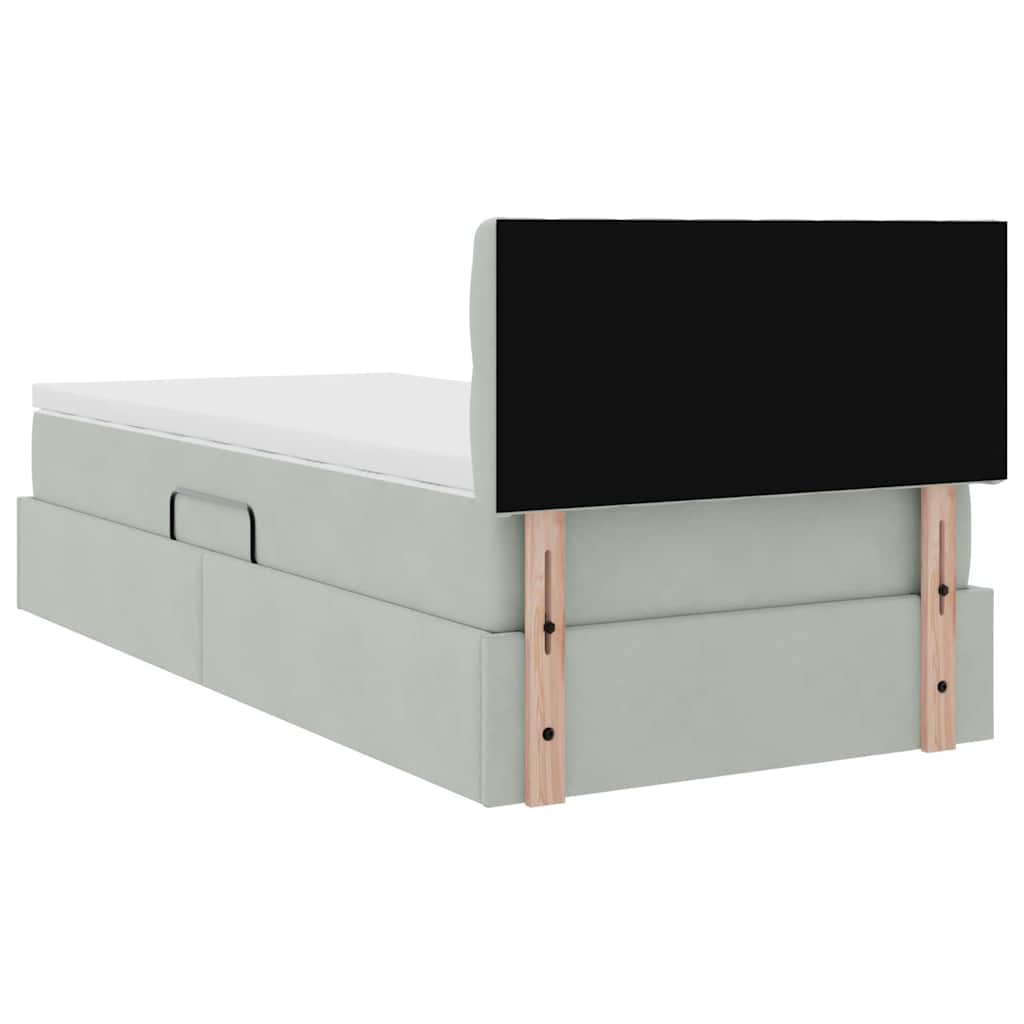 Opslag bed met matras Lichtgrijs 100 x 200 cm Fluweel is nu te koop bij PeponiXL, paradijselijk wonen!