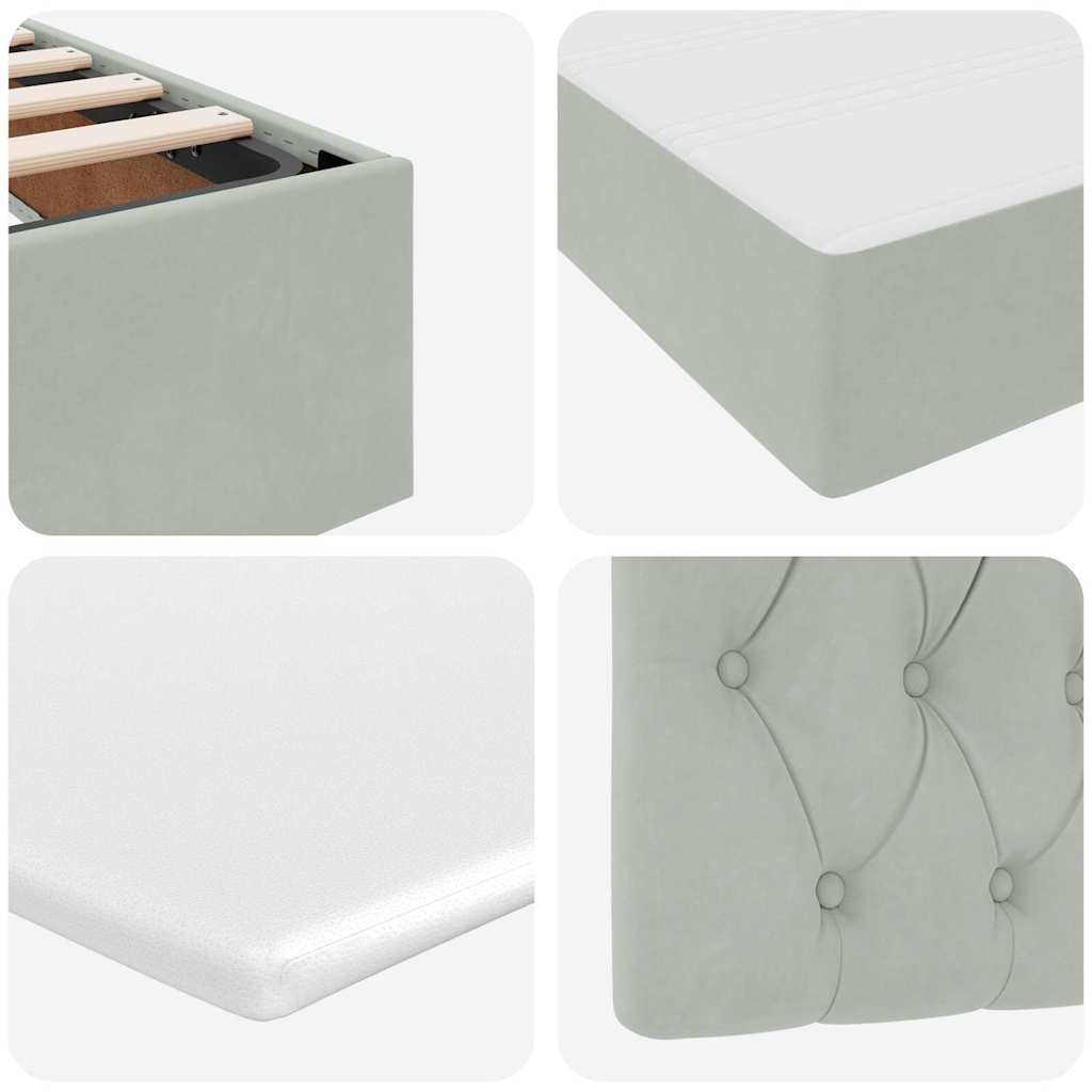 Opslag bed met matras Lichtgrijs 200 x 200 cm Fluweel is nu te koop bij PeponiXL, paradijselijk wonen!