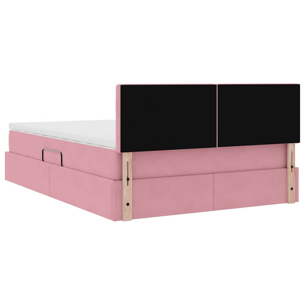 Opslag bed met matras met hoofdeinde Roze 140 x 200 cm Fluweel is nu te koop bij PeponiXL, paradijselijk wonen!