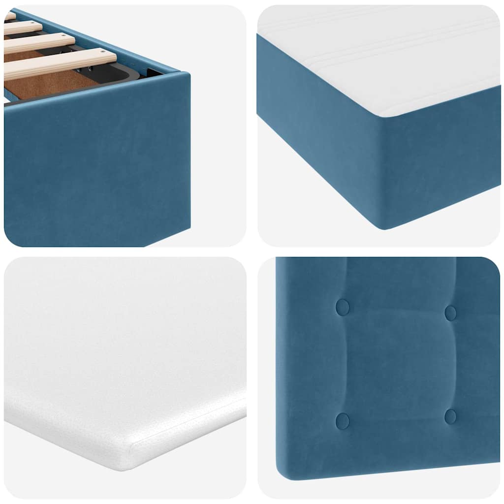 Opslag bed met matras Donkerblauw 200 x 200 cm Fluweel is nu te koop bij PeponiXL, paradijselijk wonen!