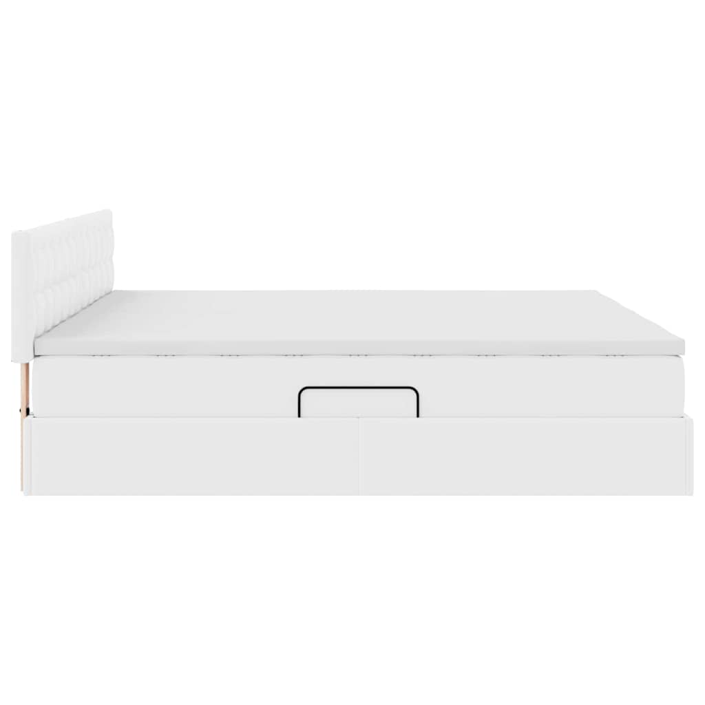 Opslag bed met matras met opslag Puur Wit 200 x 200 cm Nep Leer is nu te koop bij PeponiXL, paradijselijk wonen!