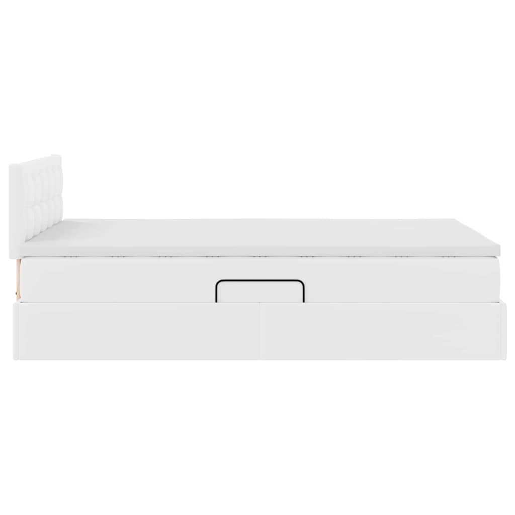 Opbergbed met LED met matras Puur Wit 120 x 200 cm Nep Leer is nu te koop bij PeponiXL, paradijselijk wonen!