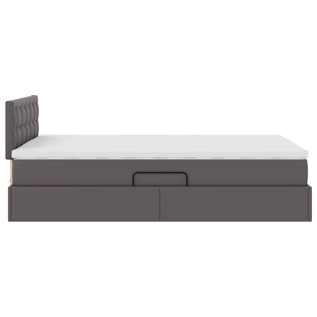 Opbergbed met LED met matras Grijs 120 x 200 cm Nep Leer is nu te koop bij PeponiXL, paradijselijk wonen!