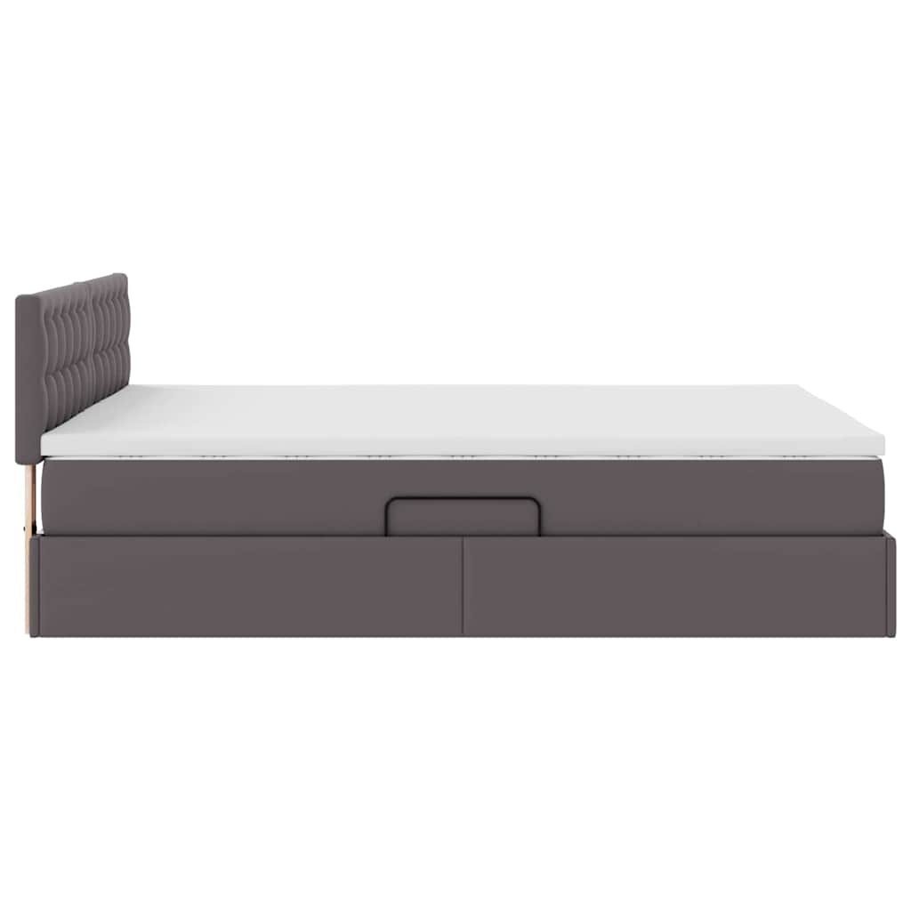 Opbergbed met LED met matras Grijs 140 x 190 cm Nep Leer is nu te koop bij PeponiXL, paradijselijk wonen!