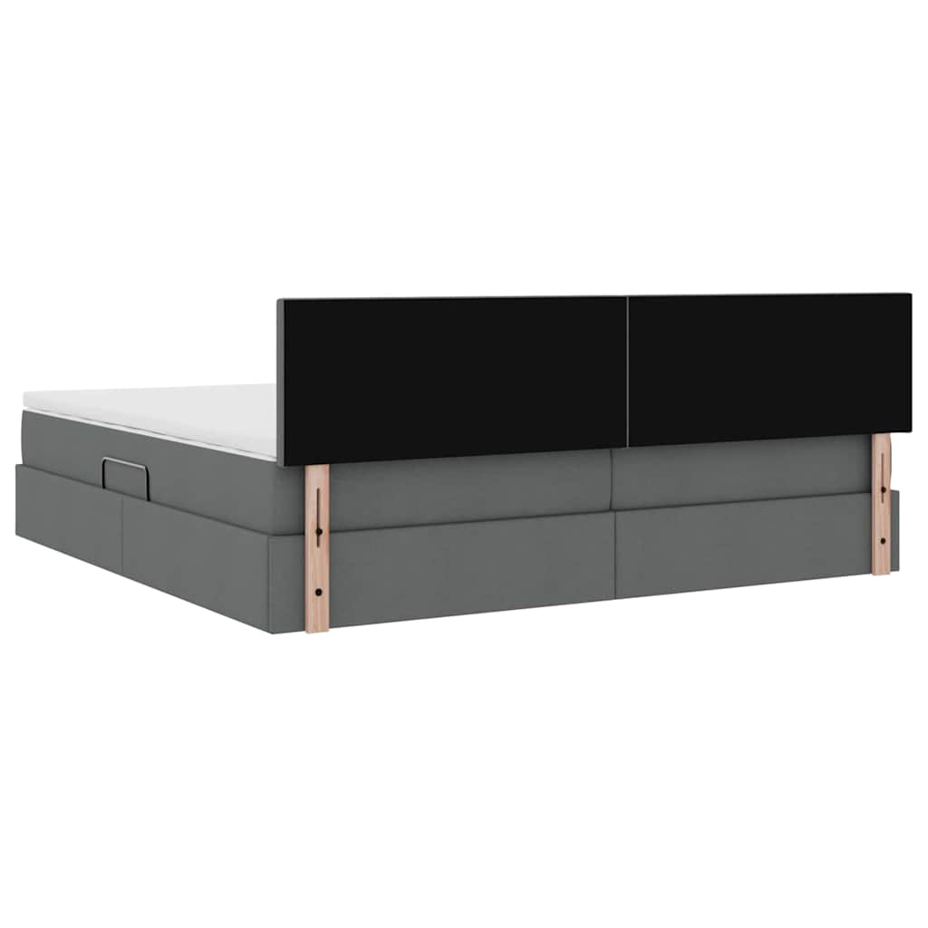 Opbergbed met LED met matras Donkergrijs 200 x 200 cm Stof is nu te koop bij PeponiXL, paradijselijk wonen!