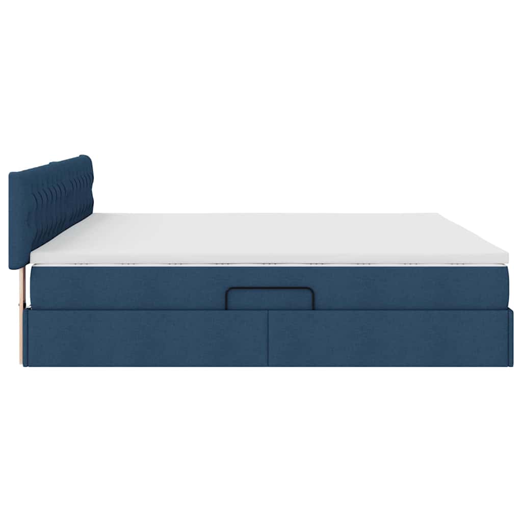 Opbergbed met LED met matras met LED Blauw 200 x 200 cm Stof is nu te koop bij PeponiXL, paradijselijk wonen!