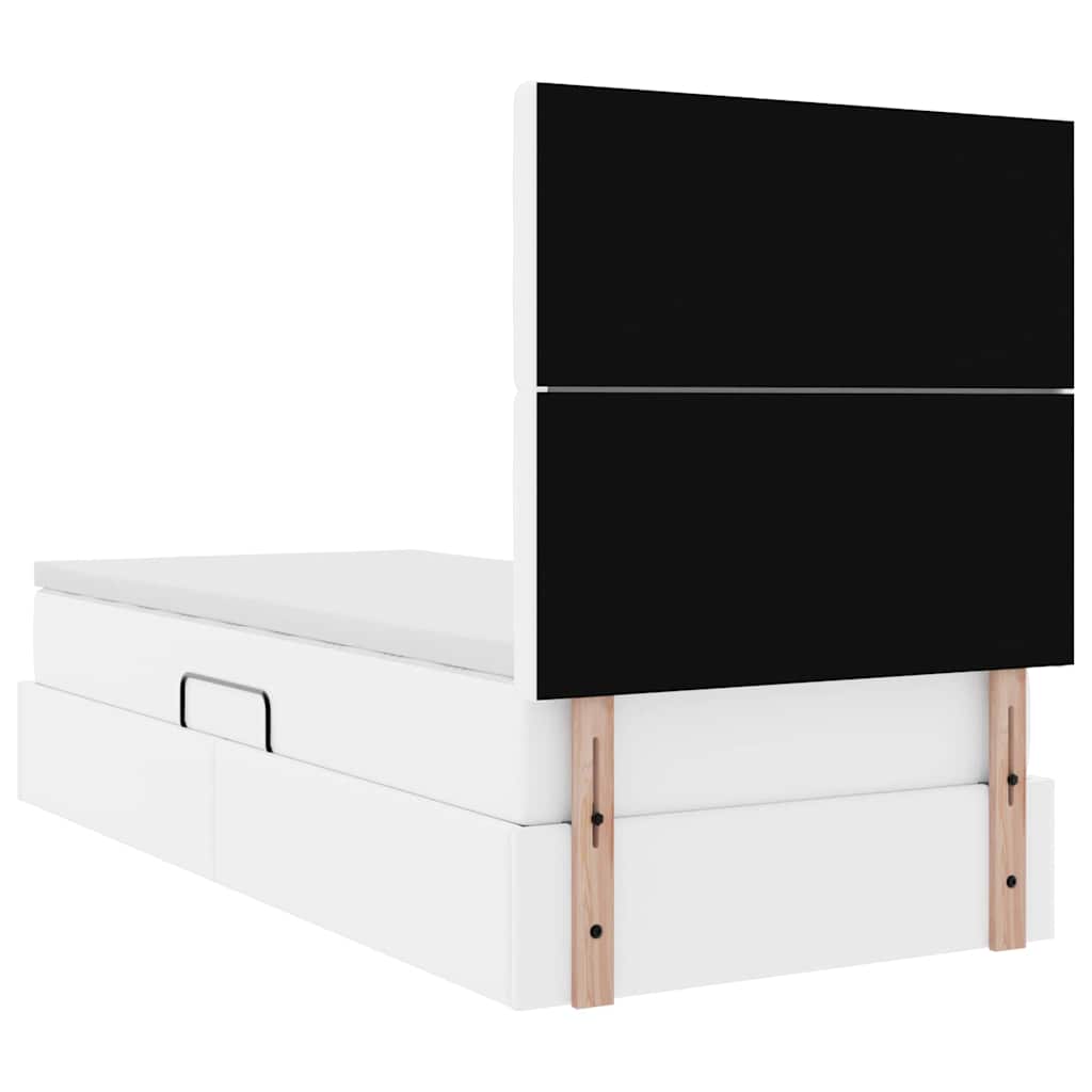 Opslag bed met matras met opslag Puur Wit 90 x 190 cm Nep Leer is nu te koop bij PeponiXL, paradijselijk wonen!