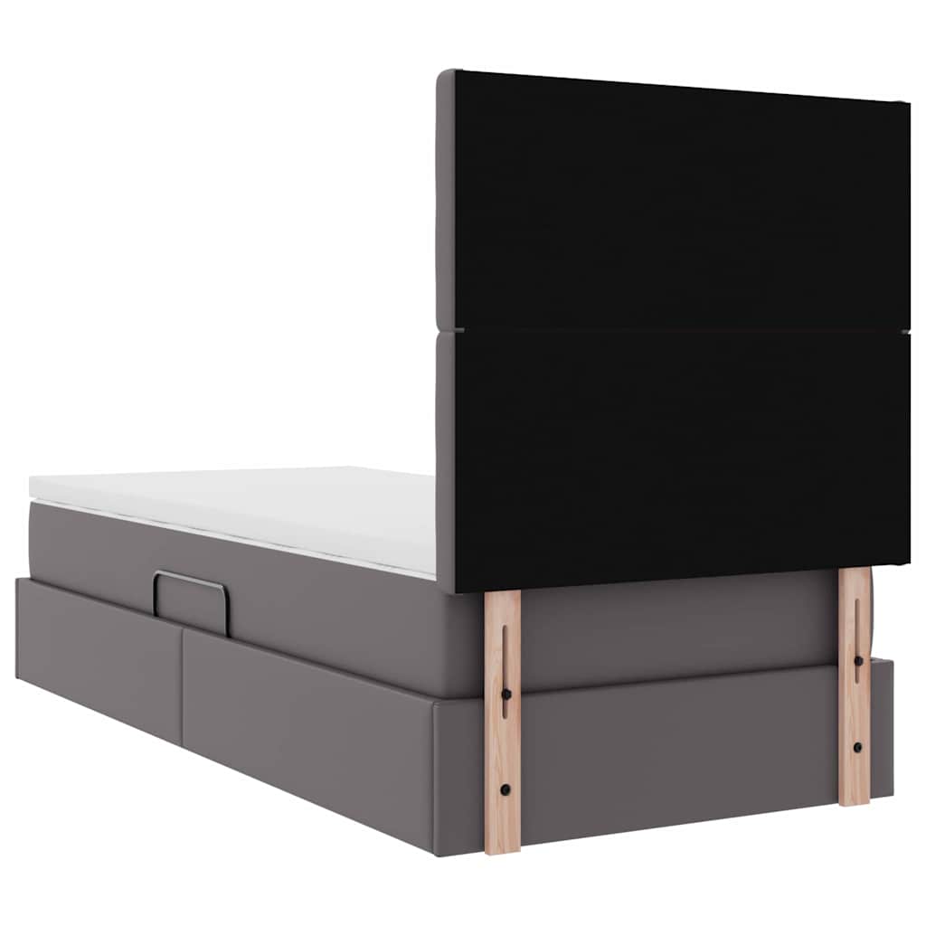Opslag bed met matras met opslag Grijs 100 x 200 cm Nep Leer is nu te koop bij PeponiXL, paradijselijk wonen!