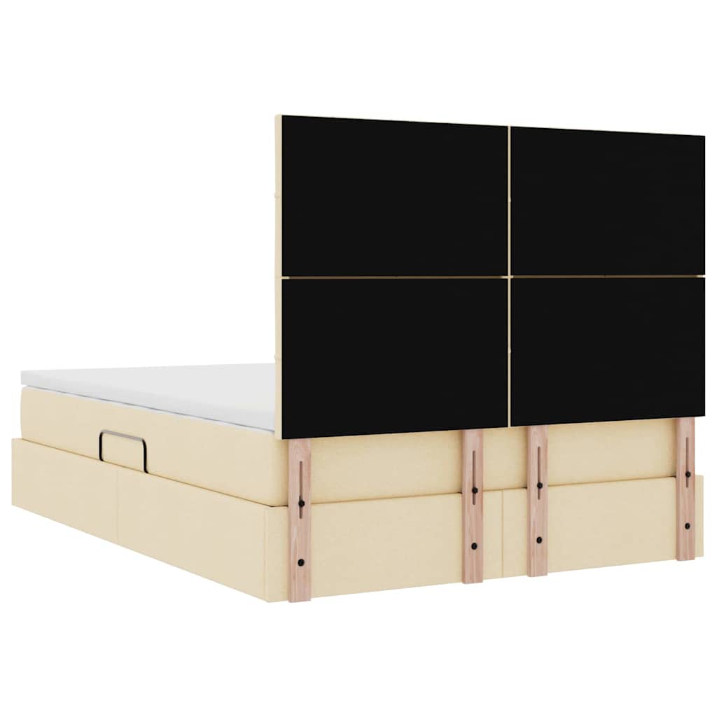 Opslag bed met matras met hoofdeinde Crème 140 x 190 cm Stof