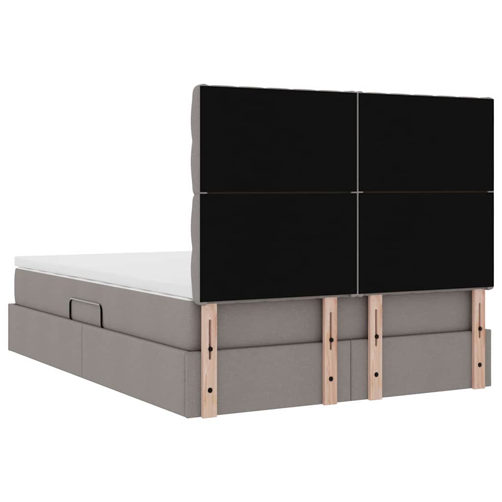 Opslag bed met matras met hoofdeinde Taupe 140 x 190 cm Stof