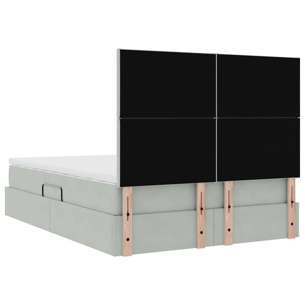 Opslag bed met matras Lichtgrijs 140 x 200 cm Fluweel is nu te koop bij PeponiXL, paradijselijk wonen!