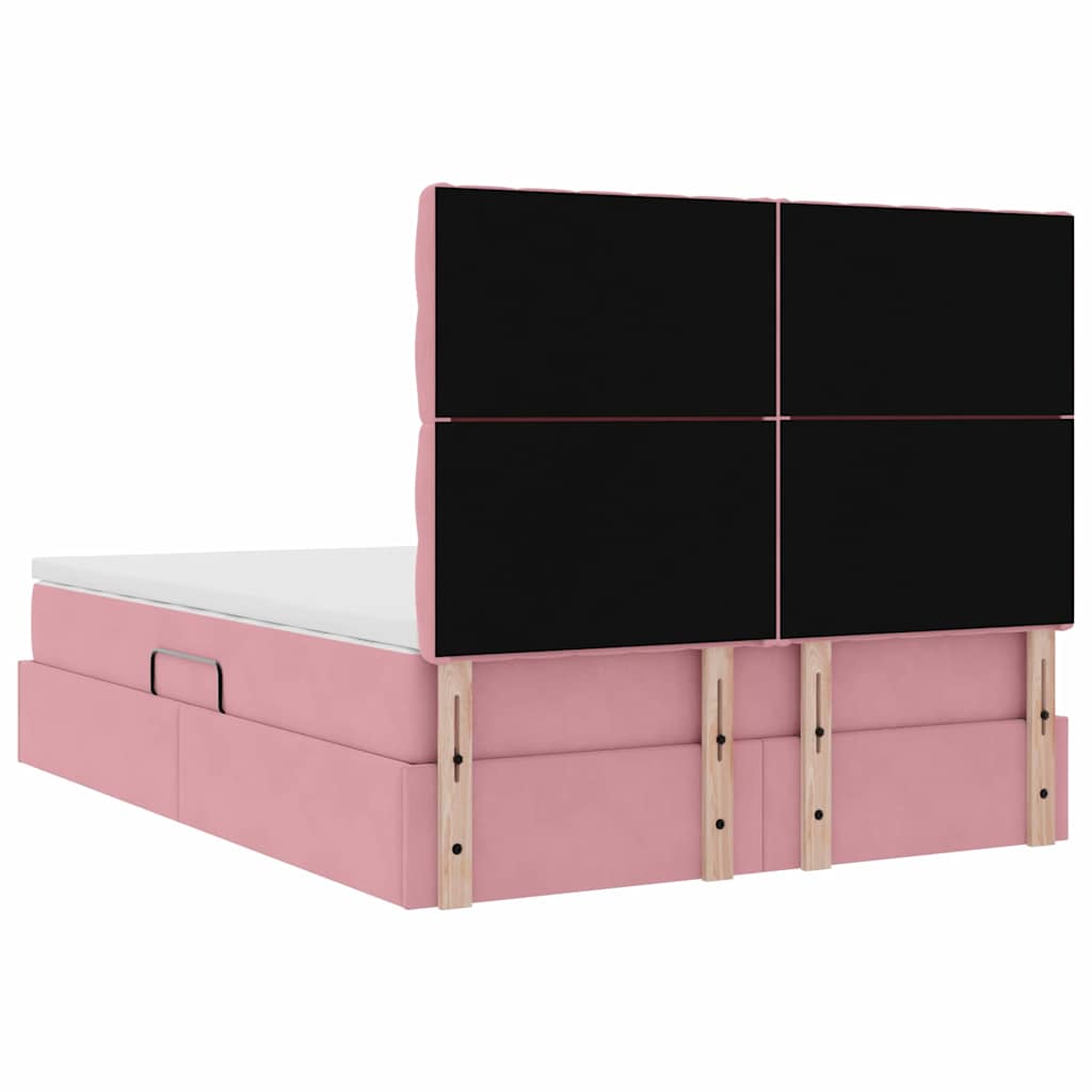 Opslag bed met matras met matras Roze 140 x 190 cm Fluweel is nu te koop bij PeponiXL, paradijselijk wonen!