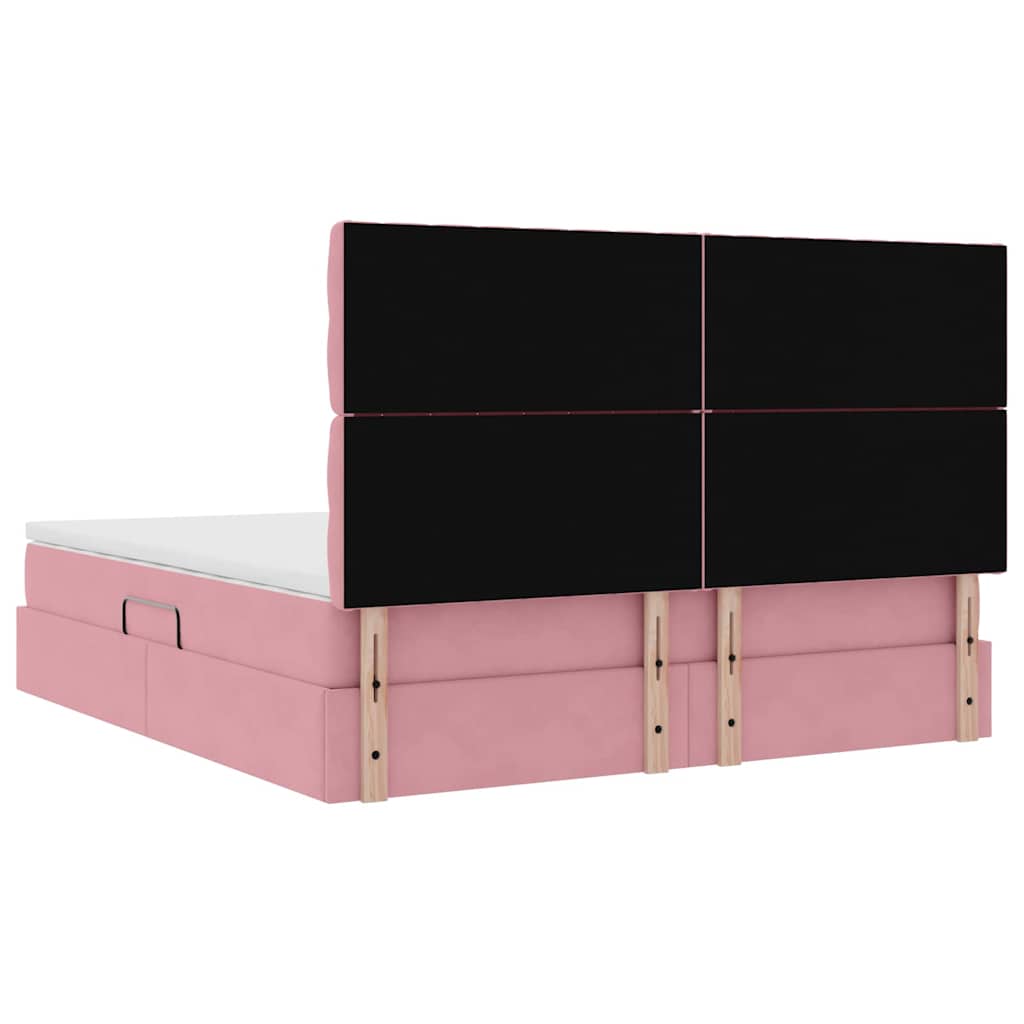 Opslag bed met matras met matras Roze 160 x 200 cm Fluweel is nu te koop bij PeponiXL, paradijselijk wonen!