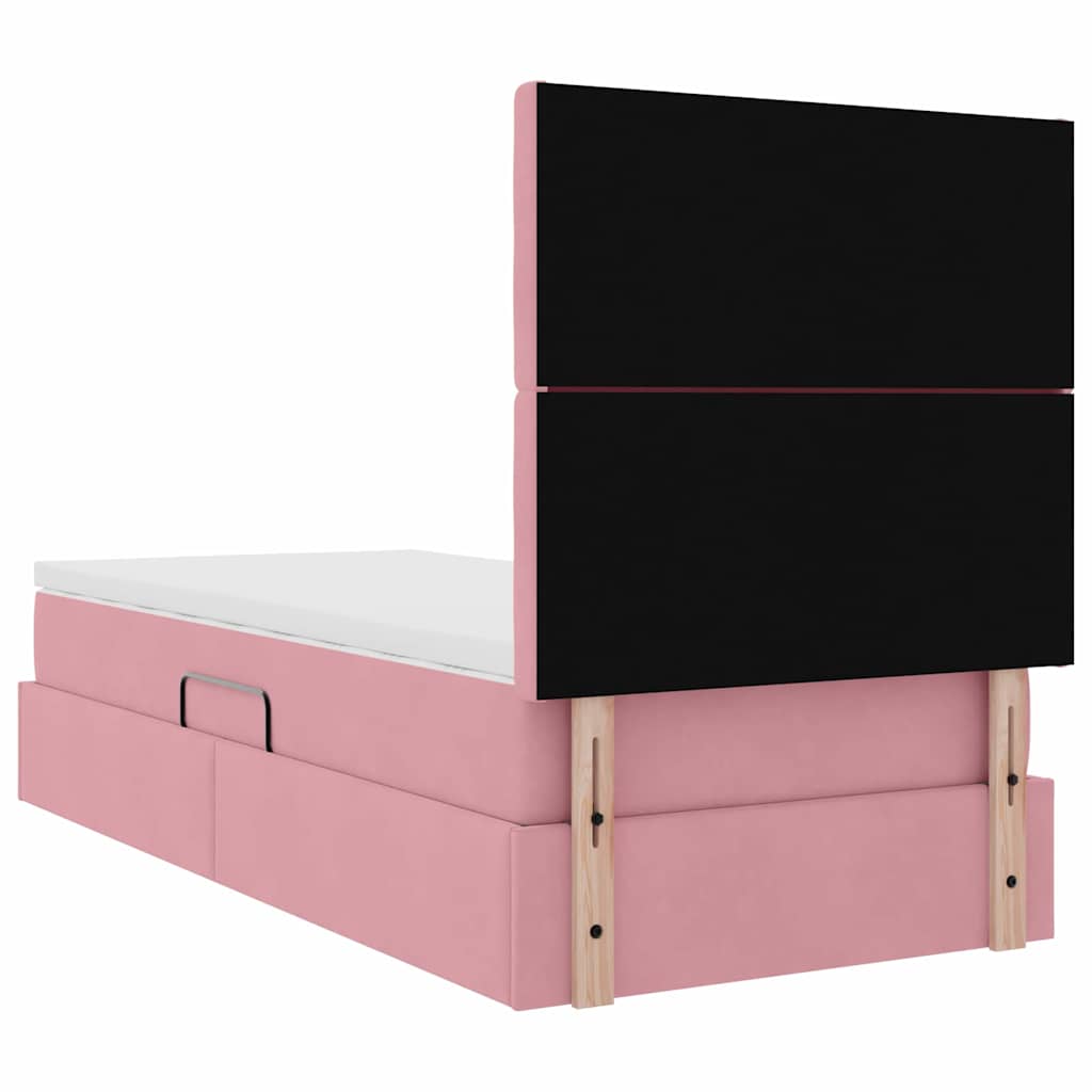 Opslag bed met matras met matras Roze 90 x 190 cm Fluweel is nu te koop bij PeponiXL, paradijselijk wonen!