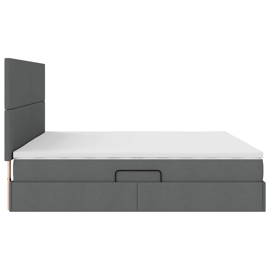 Opbergbed met LED met matras Donkergrijs 200 x 200 cm Polyester is nu te koop bij PeponiXL, paradijselijk wonen!