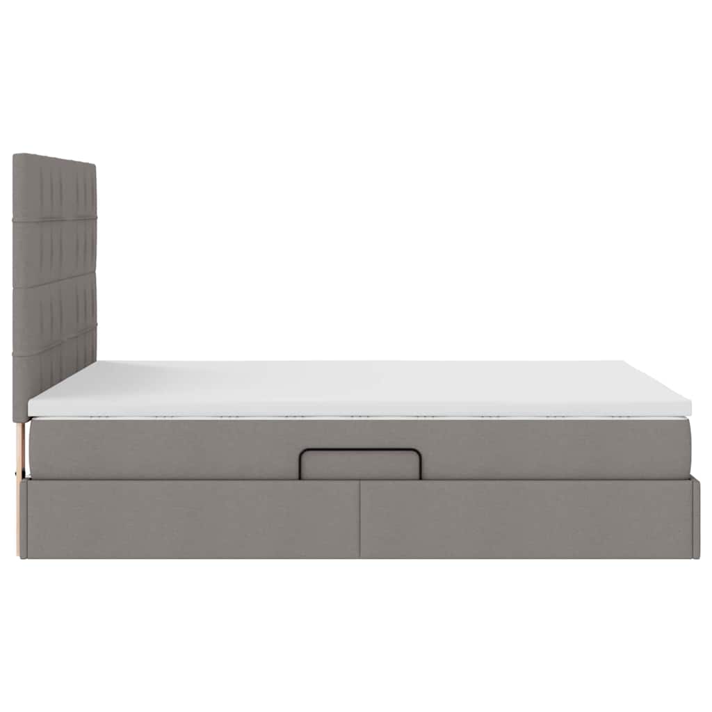 LED Opslagbed met Matras Taupe 140 x 190 cm Stof