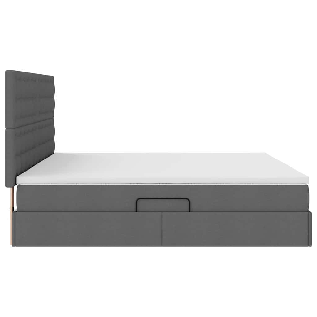 Opbergbed met LED met matras Donkergrijs 200 x 200 cm Polyester is nu te koop bij PeponiXL, paradijselijk wonen!