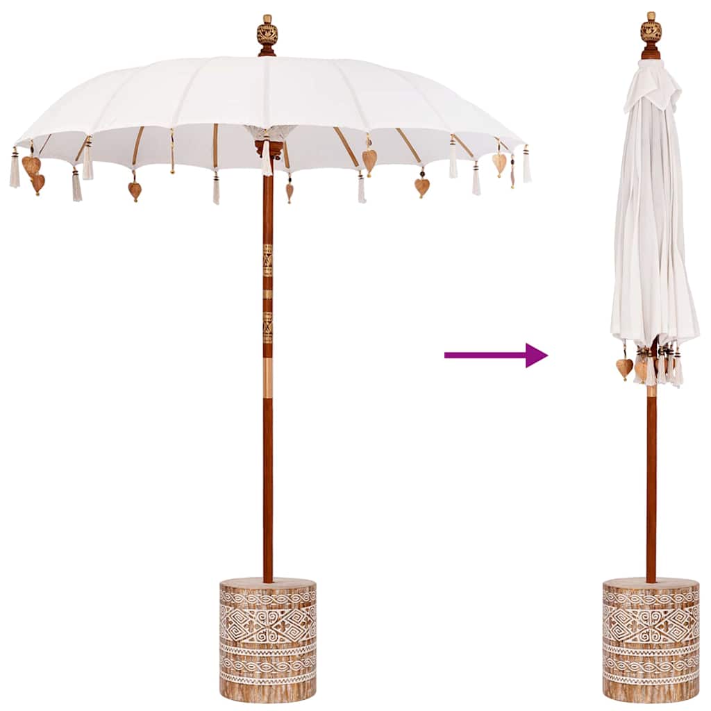 Balinese parasol met basis Crème 185 x 185 x 260 cm is nu te koop bij PeponiXL, paradijselijk wonen!