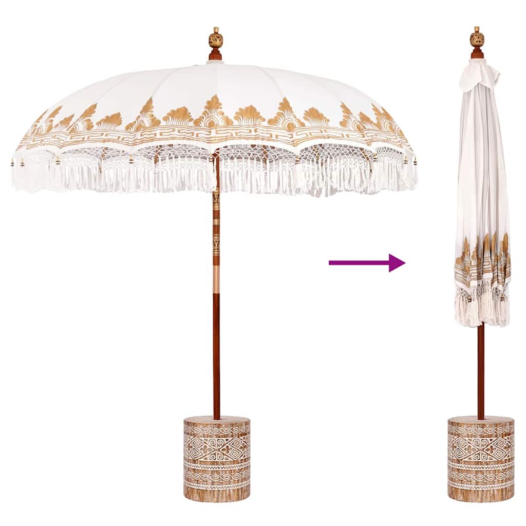 Balinese parasol met basis Crème 215 x 215 x 260 cm
