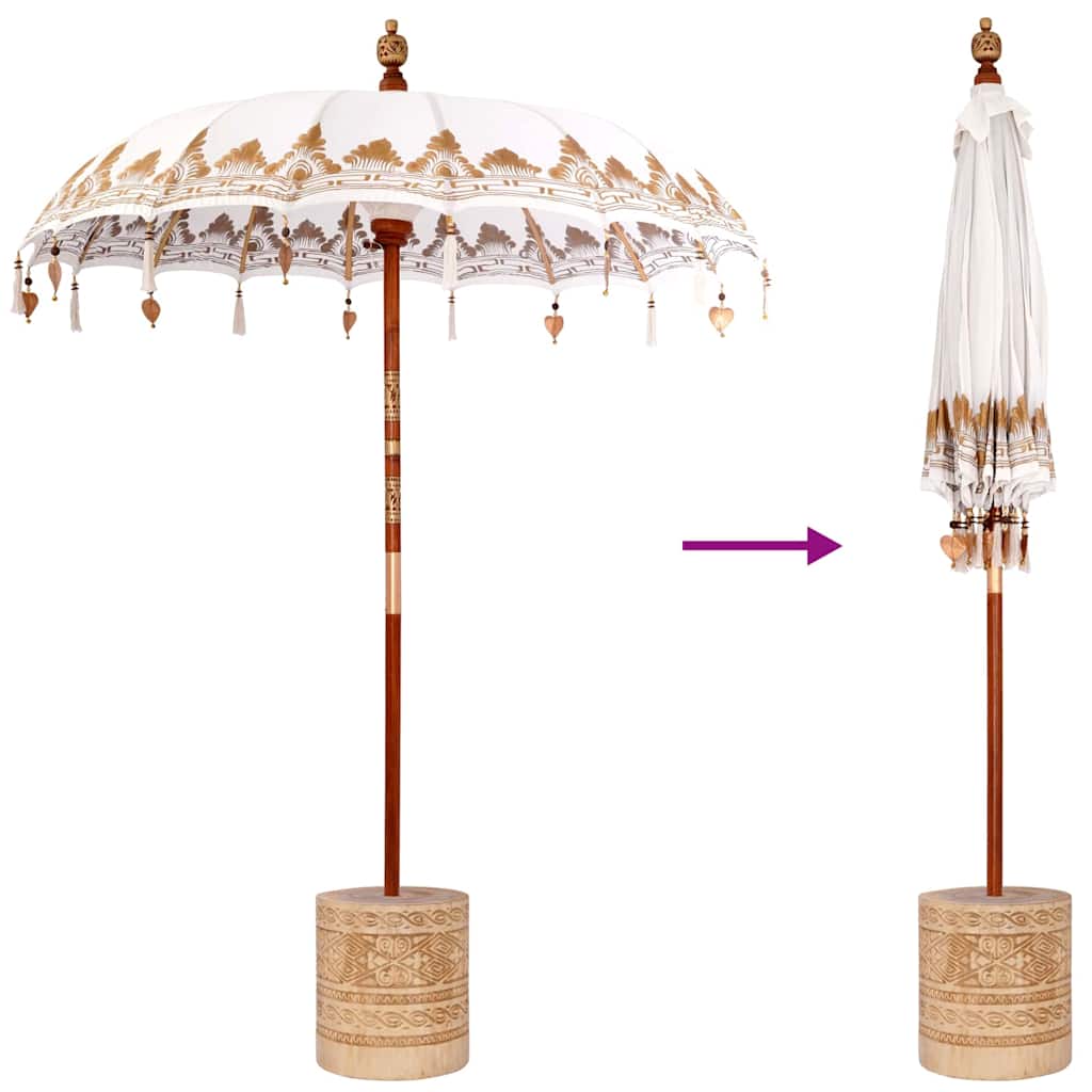 Balinese parasol met basis Crème 185 x 185 x 260 cm is nu te koop bij PeponiXL, paradijselijk wonen!