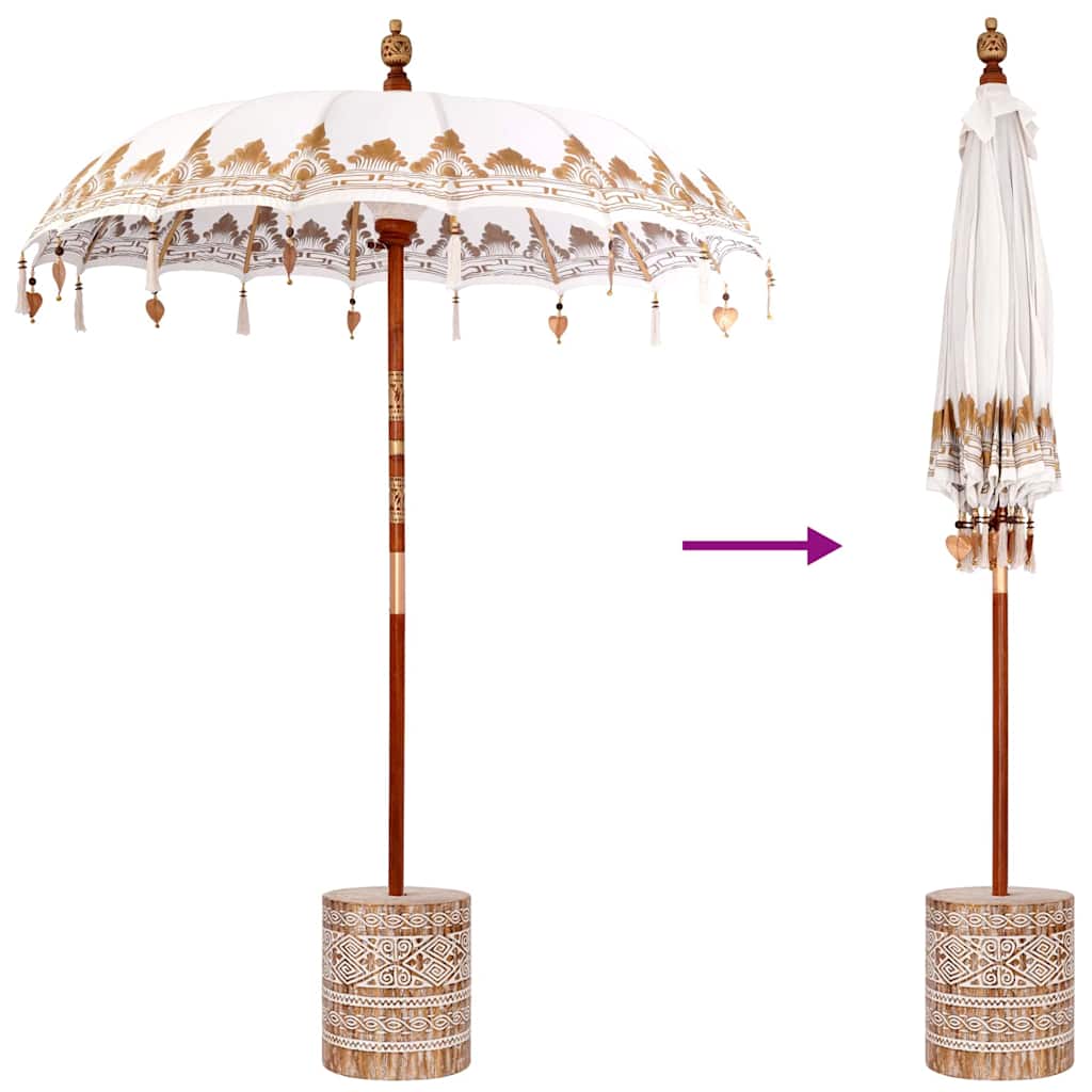 Balinese parasol met basis Crème 185 x 185 x 260 cm