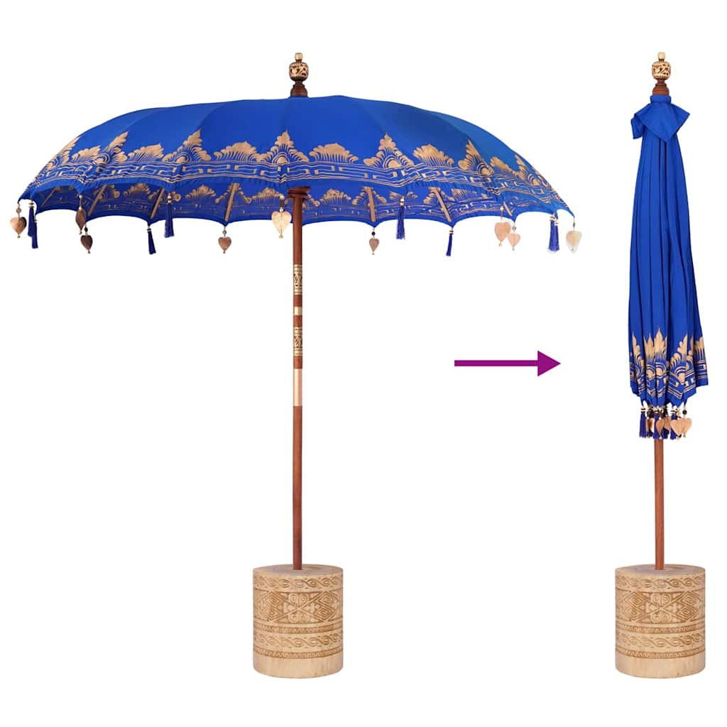 Balinese parasol met basis Blauw 215 x 215 x 260 cm