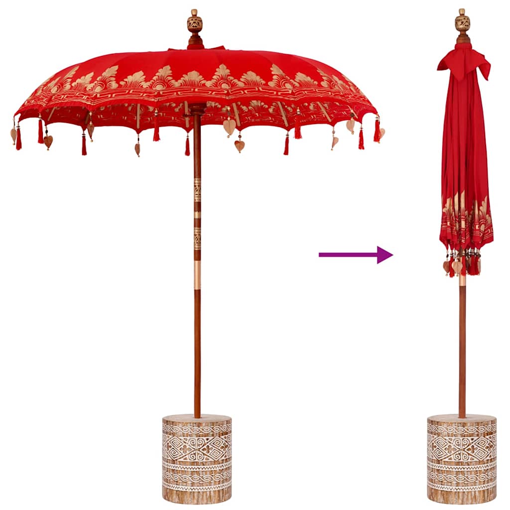 Balinese parasol met basis Rood 185 x 185 x 260 cm