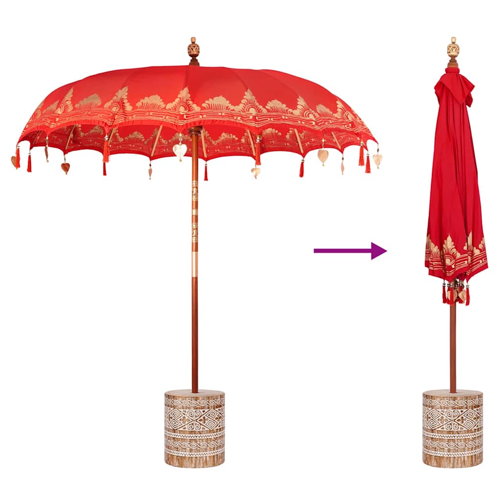 Balinese parasol met basis Rood 215 x 215 x 260 cm