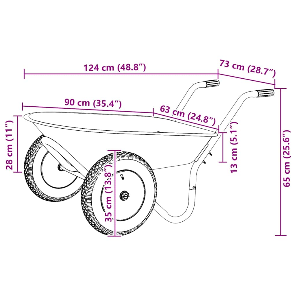 Kruiwagen Zilver en Zwart 124 x 73 x 65 cm Staal is nu te koop bij PeponiXL, paradijselijk wonen!