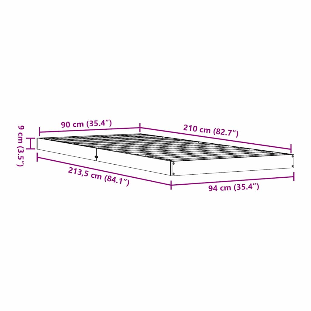 Bedframe Wit 90 x 210 cm Massief grenenhout is nu te koop bij PeponiXL, paradijselijk wonen!