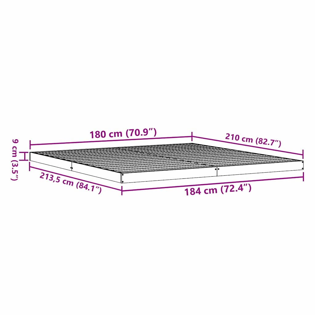 Bedframe Naturel 213.5 x 104 x 9 cm Massief grenenhout is nu te koop bij PeponiXL, paradijselijk wonen!