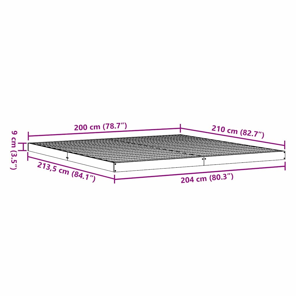 Bedframe Naturel 213.5 x 104 x 9 cm Massief grenenhout is nu te koop bij PeponiXL, paradijselijk wonen!