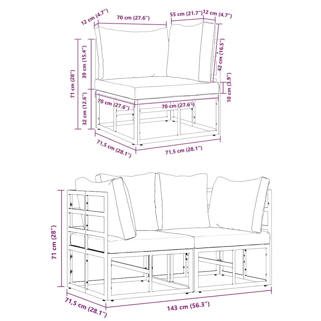 Buitenmeubilair 2 Stuk Zwart en Anthraciet 71,5 x 71,5 x 71 cm is nu te koop bij PeponiXL, paradijselijk wonen!