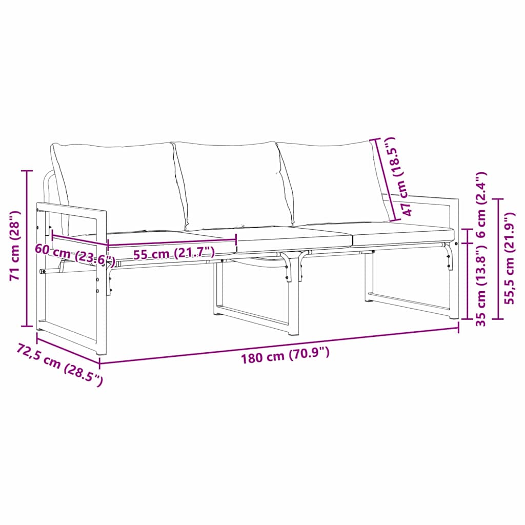 Tuinmeubelen met kussen Lichtgrijs 180 x 72,5 x 71 cm Polyester is nu te koop bij PeponiXL, paradijselijk wonen!