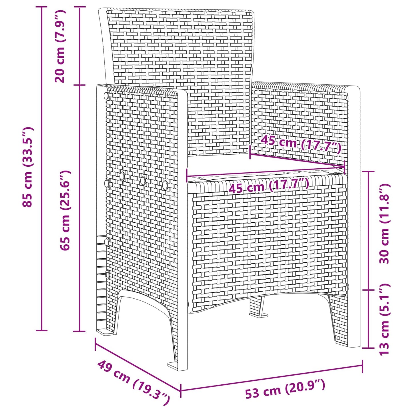Tuinstoel met kussen 4 pcs Wit 53 x 49 x 85 cm Polypropyleen is nu te koop bij PeponiXL, paradijselijk wonen!