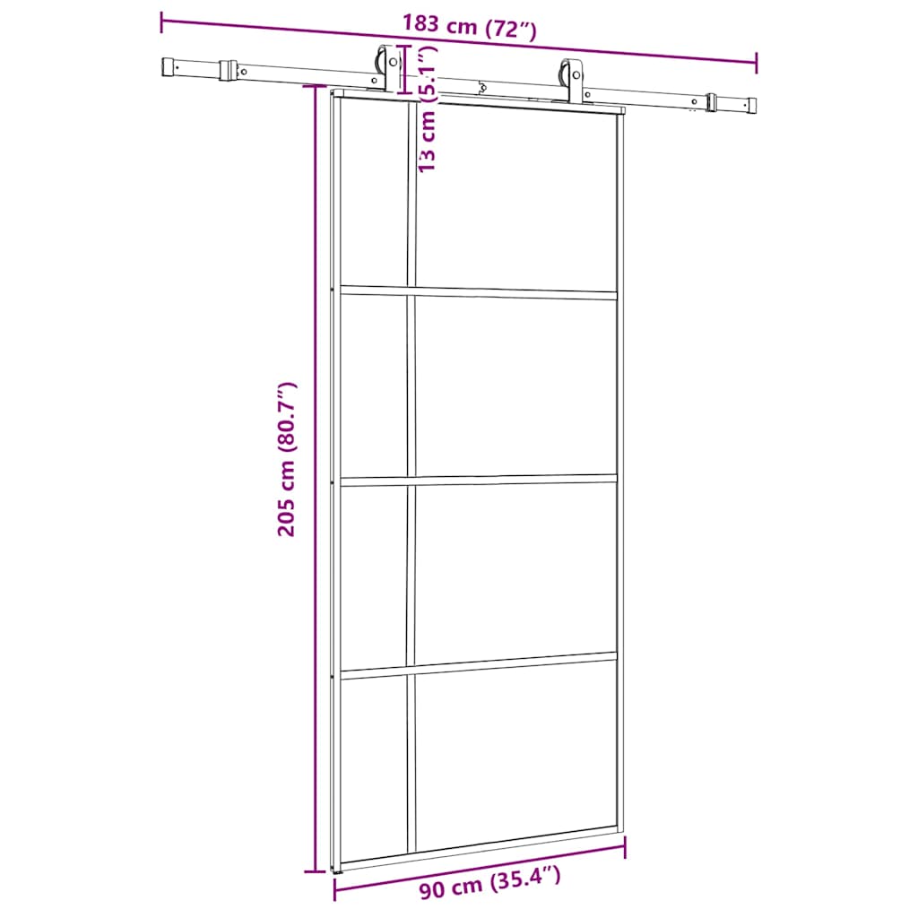 Schuifdeur met beslagset 90x205 cm ESG glas zwart is nu te koop bij PeponiXL, paradijselijk wonen!
