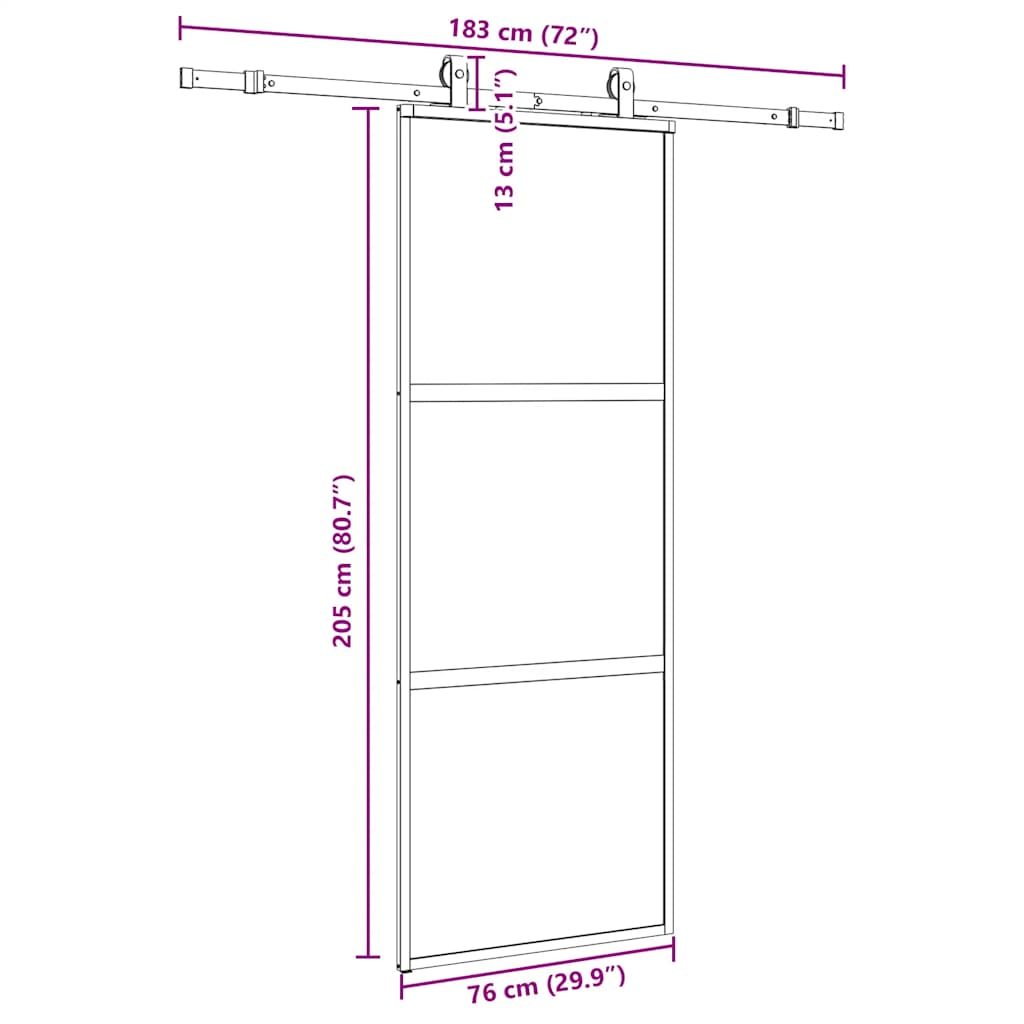 Schuifdeur met beslagset 76x205 cm gehard glas zwart is nu te koop bij PeponiXL, paradijselijk wonen!