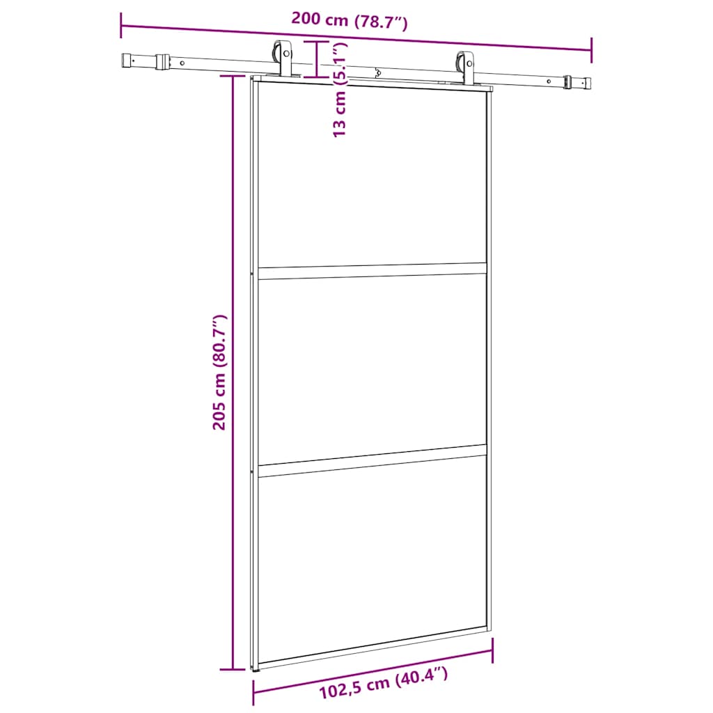 Schuifdeur met beslagset 102,5x205 cm gehard glas zwart is nu te koop bij PeponiXL, paradijselijk wonen!