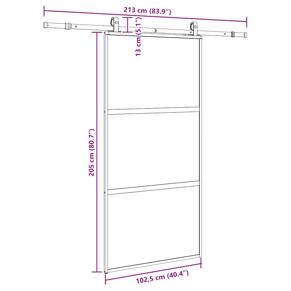 Schuifdeur met beslagset 102,5x205 cm gehard glas zwart is nu te koop bij PeponiXL, paradijselijk wonen!