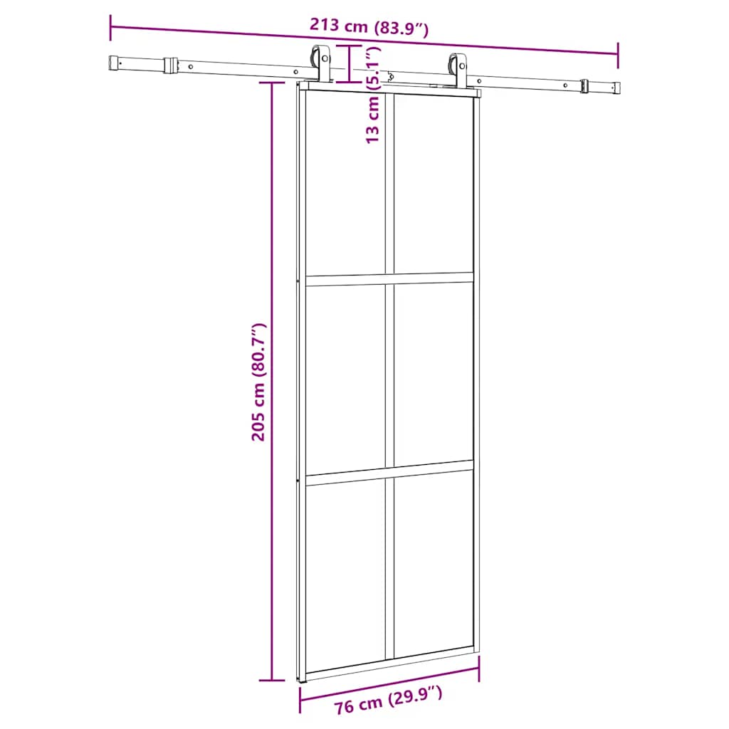 Schuifdeur met beslagset 76x205 cm gehard glas zwart is nu te koop bij PeponiXL, paradijselijk wonen!