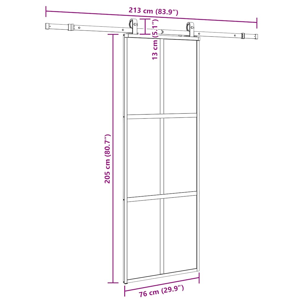 Schuifdeur met beslagset 76x205 cm gehard glas zwart is nu te koop bij PeponiXL, paradijselijk wonen!
