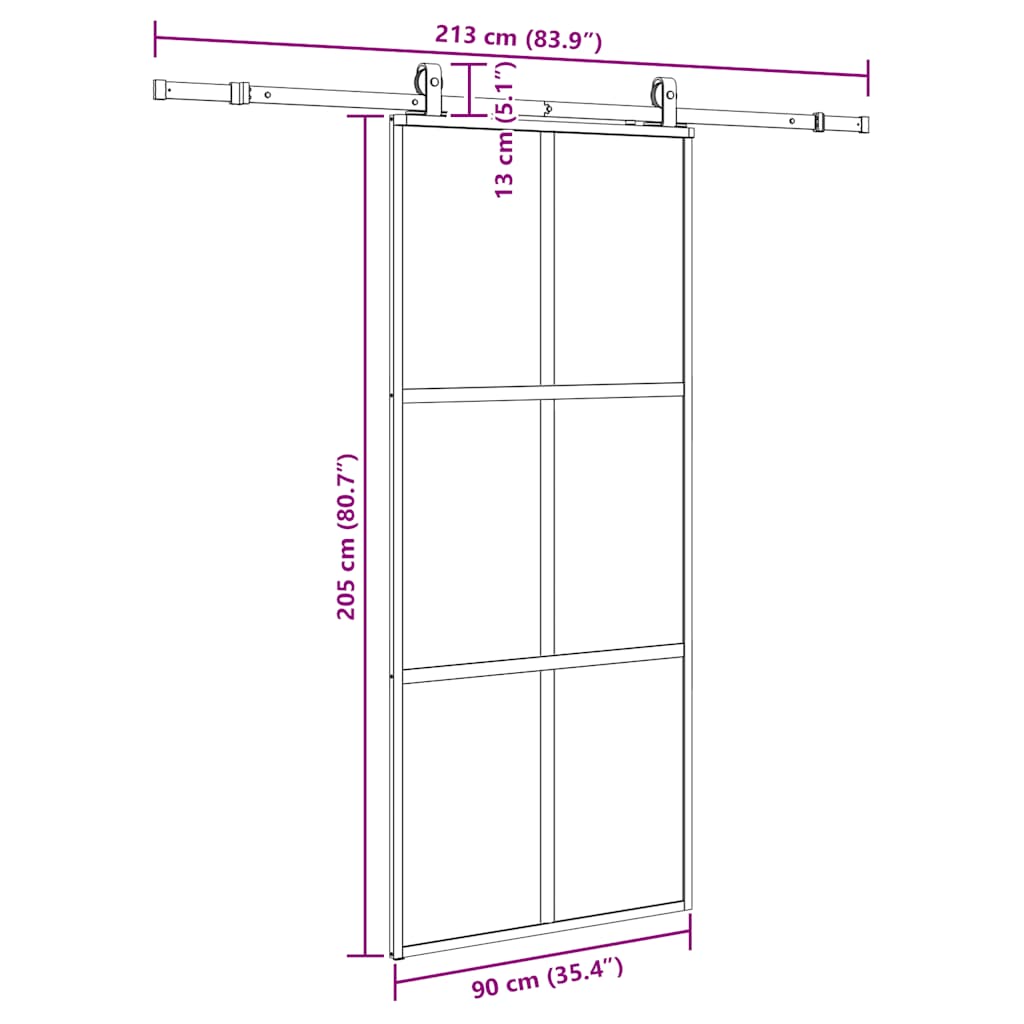 Schuifdeur met beslagset 90x205 cm gehard glas zwart is nu te koop bij PeponiXL, paradijselijk wonen!