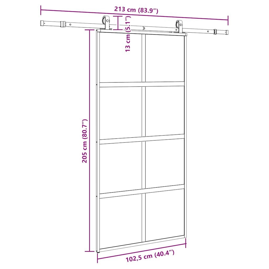 Schuifdeur met beslagset 102,5x205 cm gehard glas zwart is nu te koop bij PeponiXL, paradijselijk wonen!