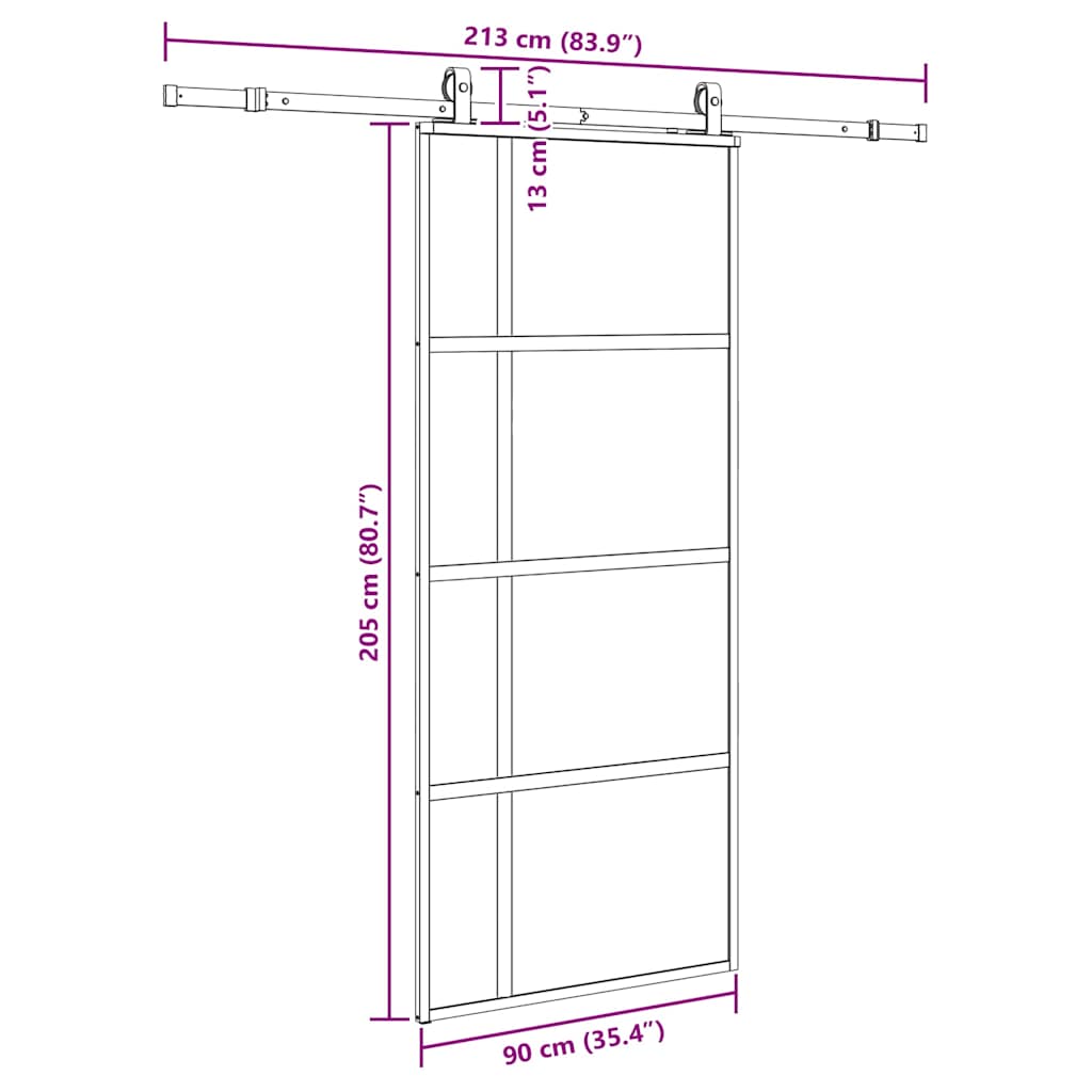 Schuifdeur met beslagset 90x205 cm gehard glas zwart is nu te koop bij PeponiXL, paradijselijk wonen!