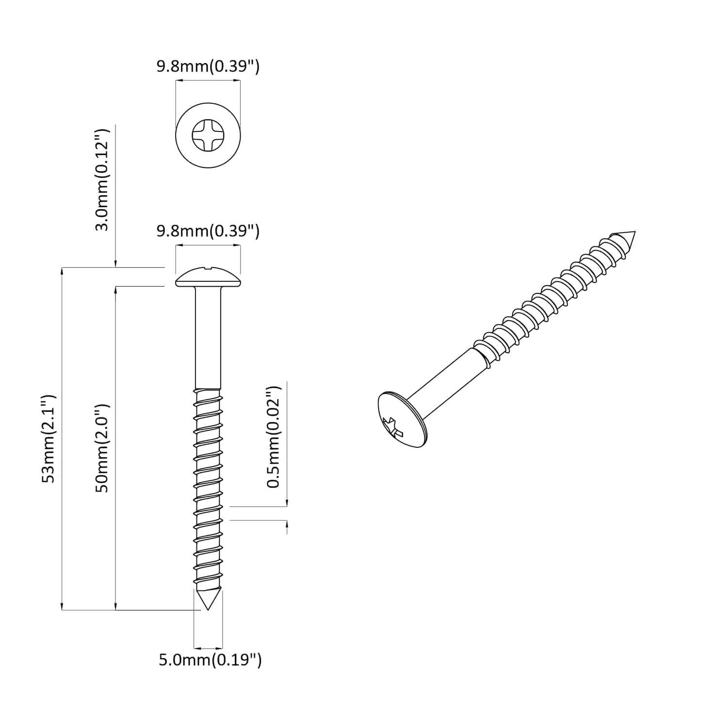 Houten Schroef 2 pcs Zilver 9,8 x 53 mm Staal is nu te koop bij PeponiXL, paradijselijk wonen!