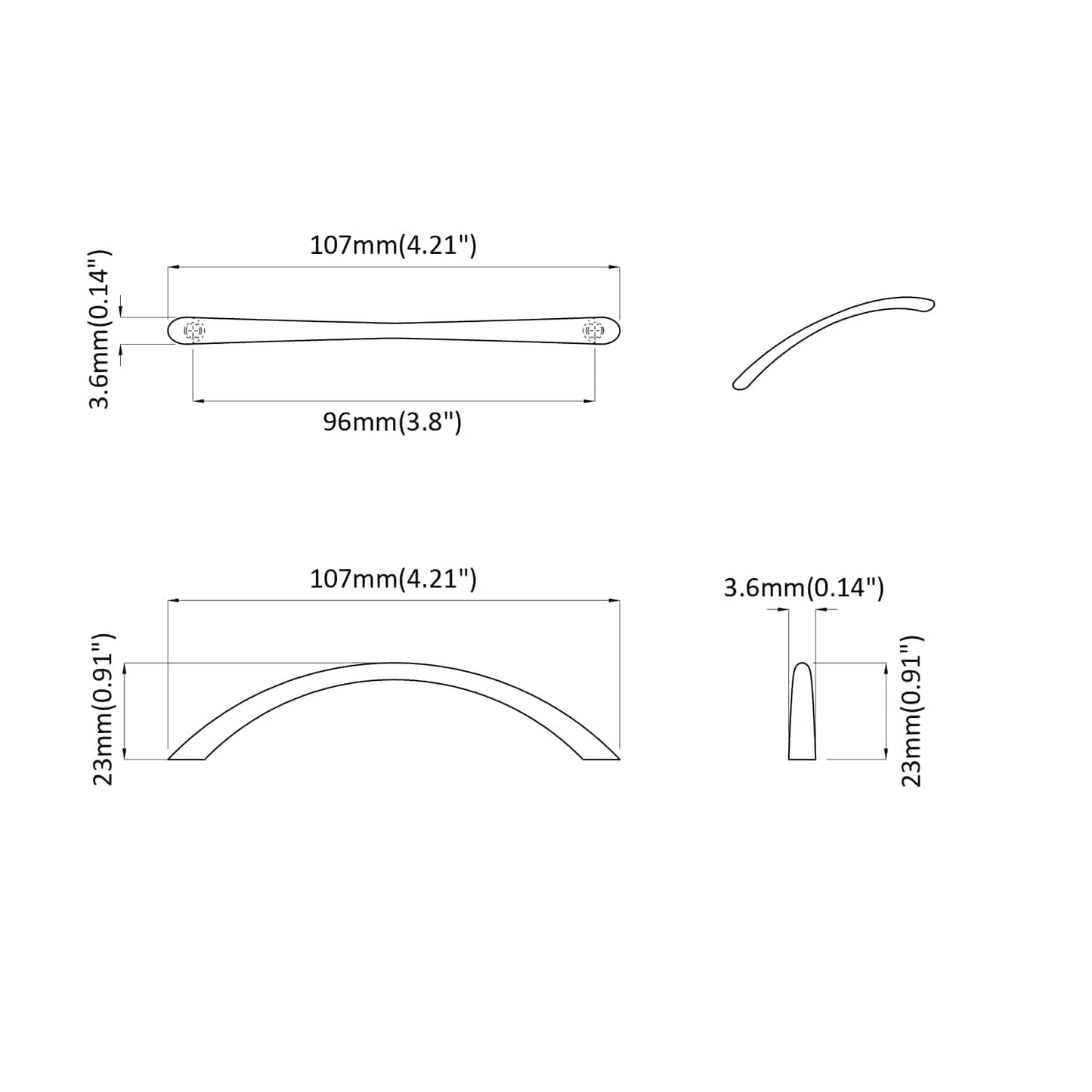 Handvat 1385 pcs Zilver 107 x 3.6 x 23 mm Roestvrij staal is nu te koop bij PeponiXL, paradijselijk wonen!