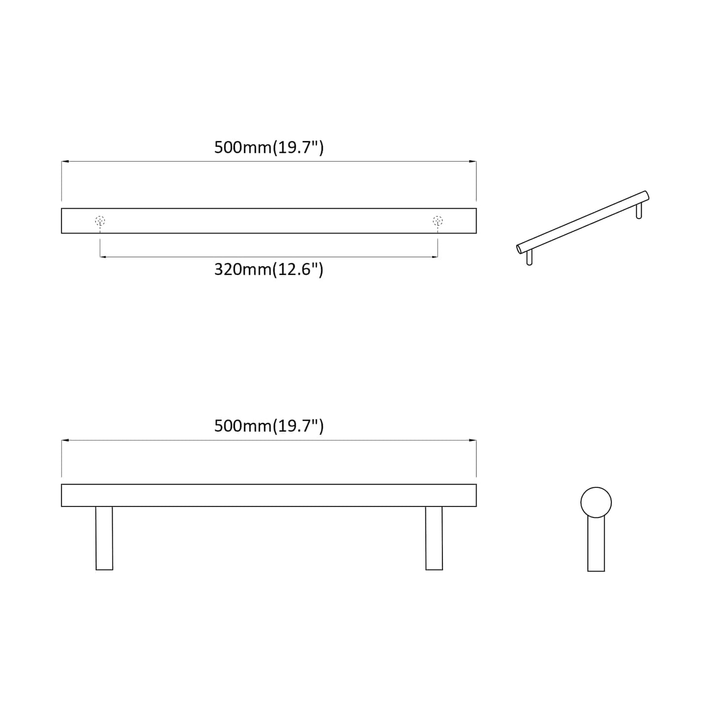 Handvat 2 pcs Zilver 500 mm Staal is nu te koop bij PeponiXL, paradijselijk wonen!