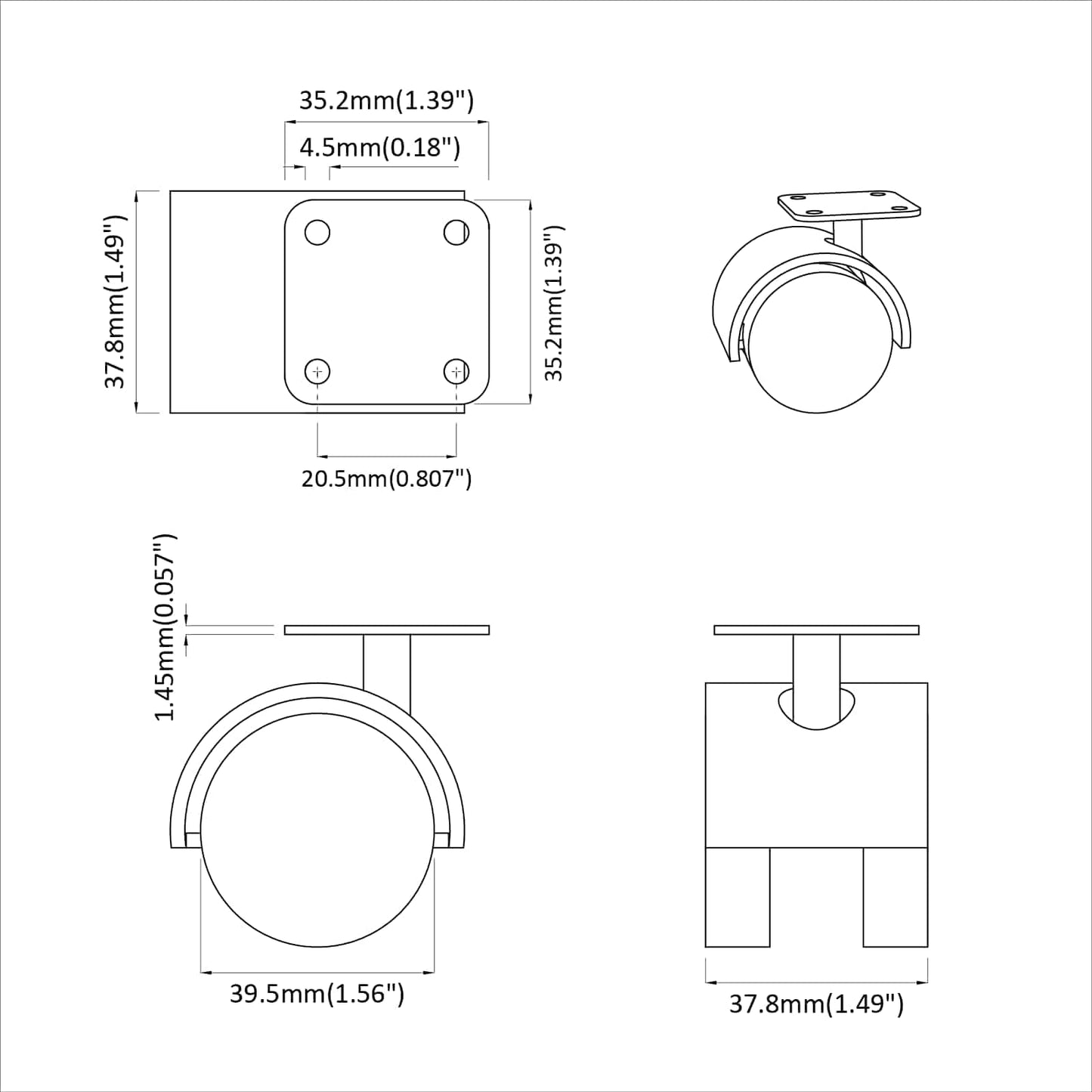 Zwenkwiel 12 pcs Zwart 39,5 x 39,5 x 37,8 mm Ijzer en PP is nu te koop bij PeponiXL, paradijselijk wonen!