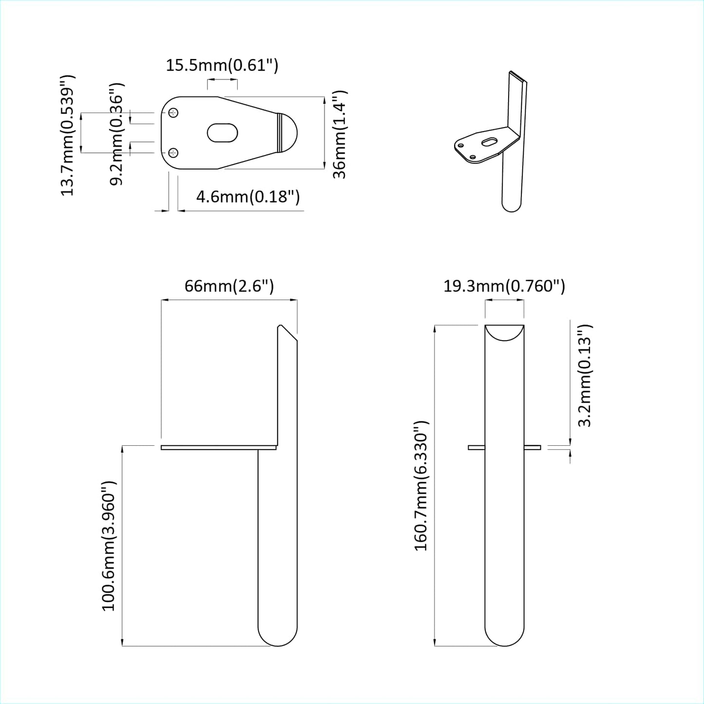 Meubelpoten 12 pcs Zwart 66 x 36 x 160 mm IJzer is nu te koop bij PeponiXL, paradijselijk wonen!