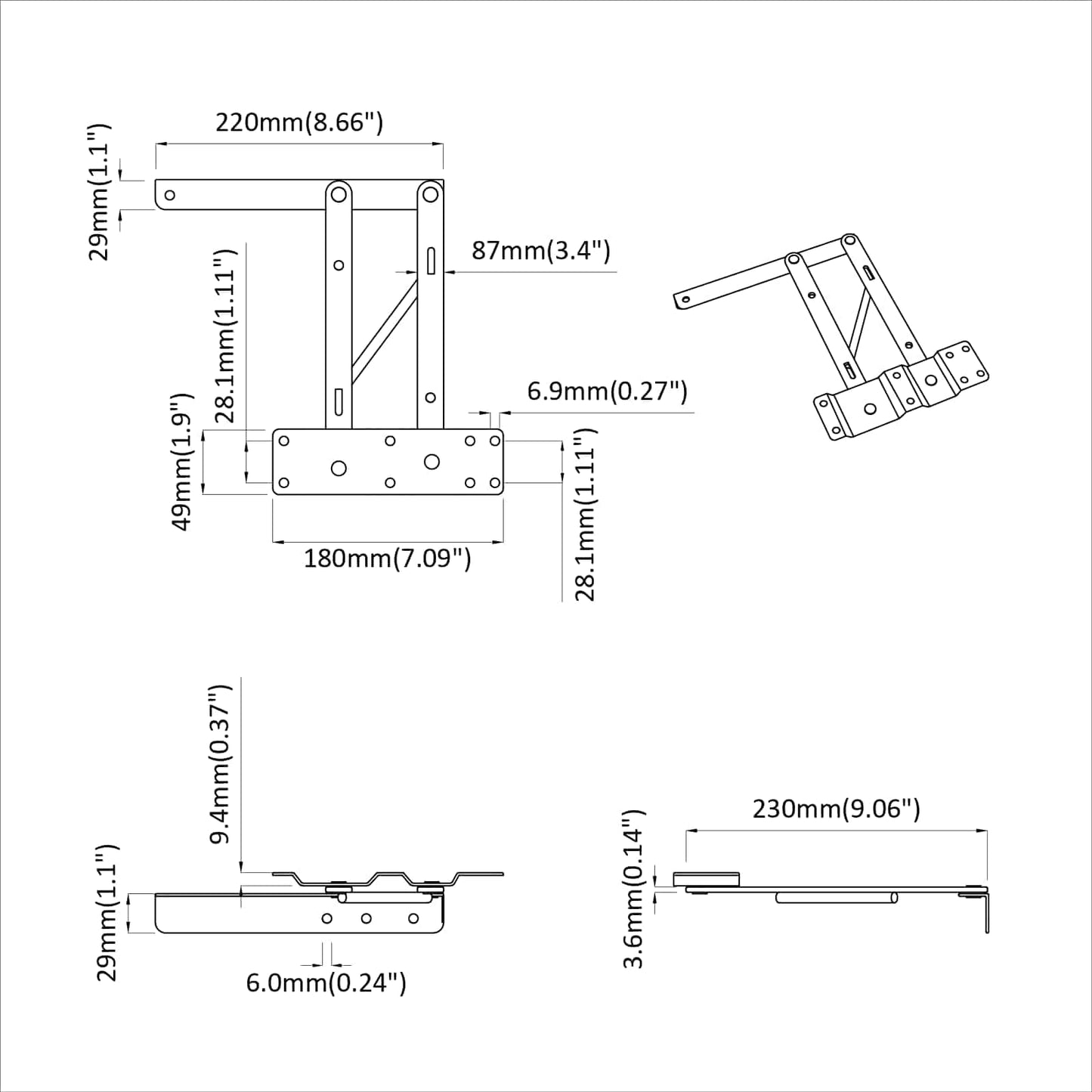 Bed liftmechanisme 12 pcs Zwart 340 x 95 x 40 mm IJzer is nu te koop bij PeponiXL, paradijselijk wonen!